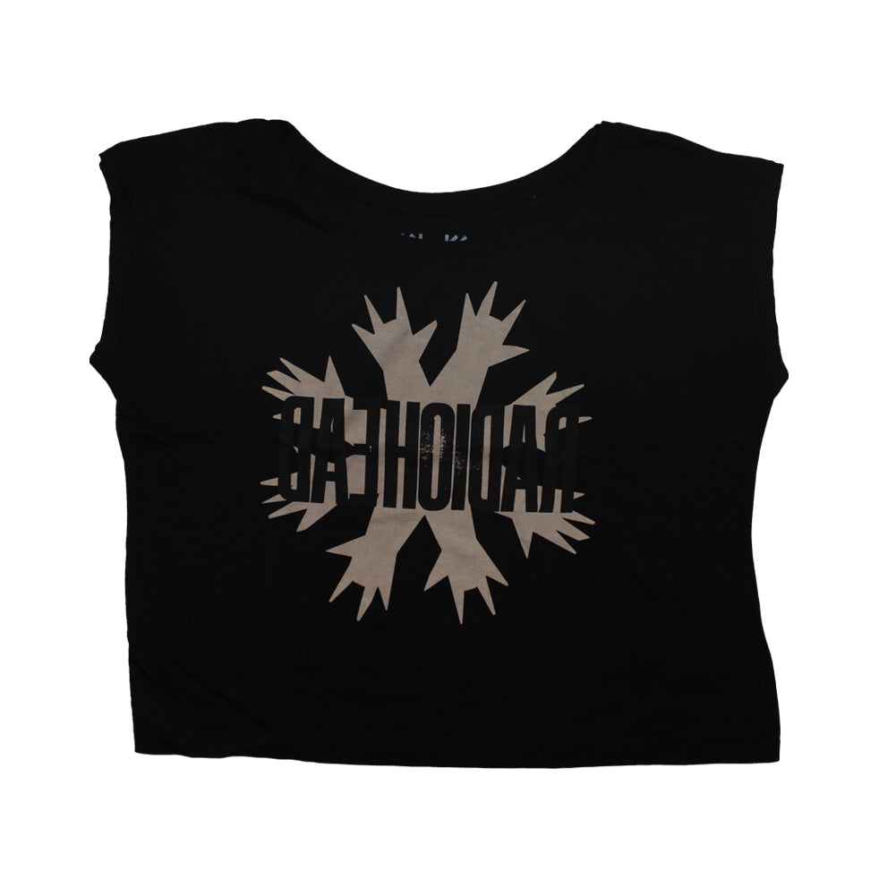 CUT HANDS WOMENS CROPPED BLACK T-SHIRT