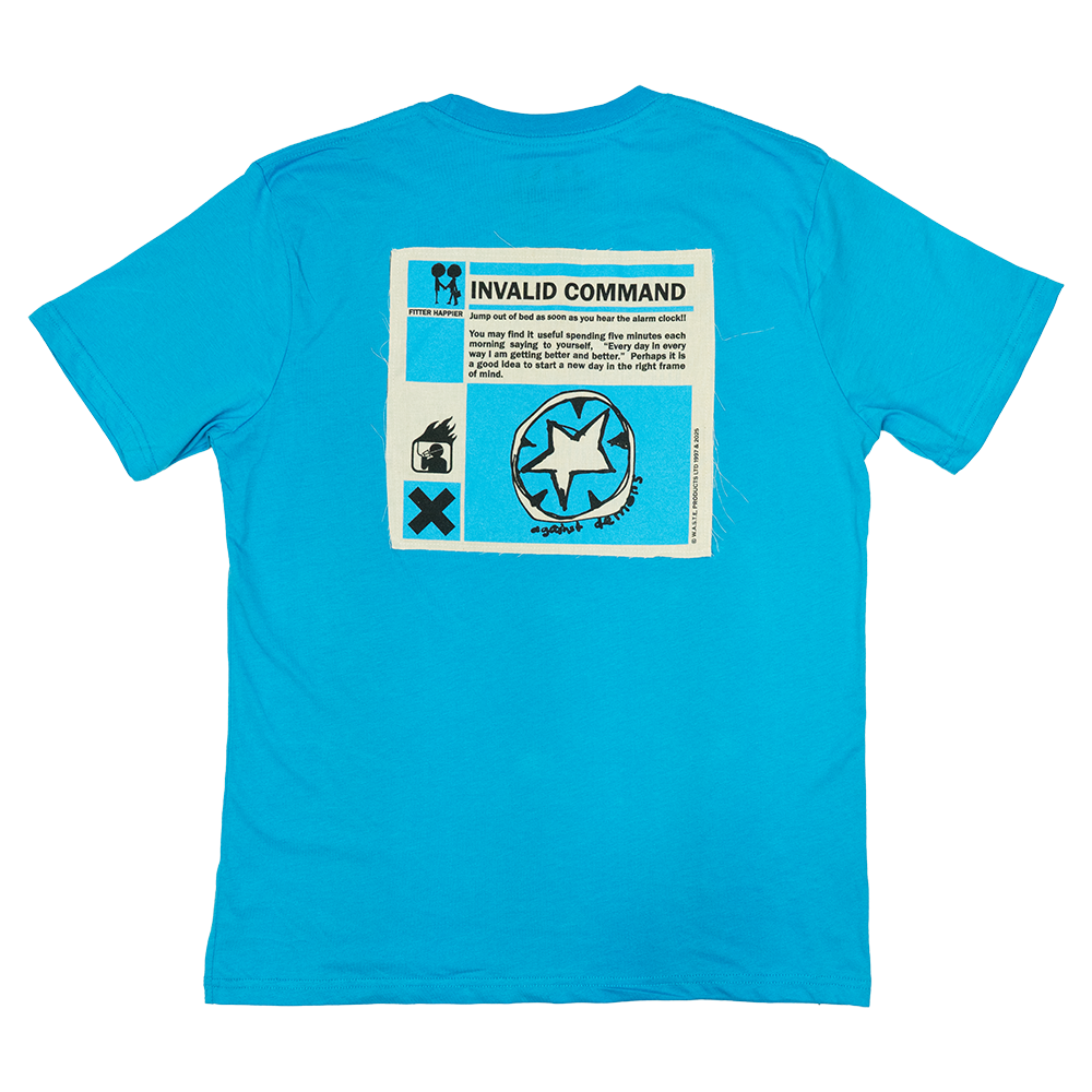 Fitter Happier Cyan Blue Patch T-shirt