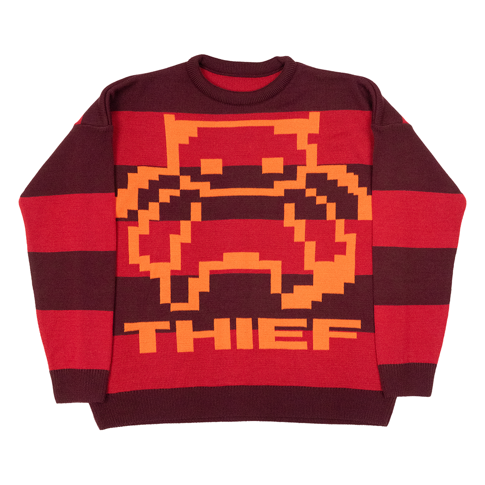 Pixel Bear Thief Red Striped Jumper