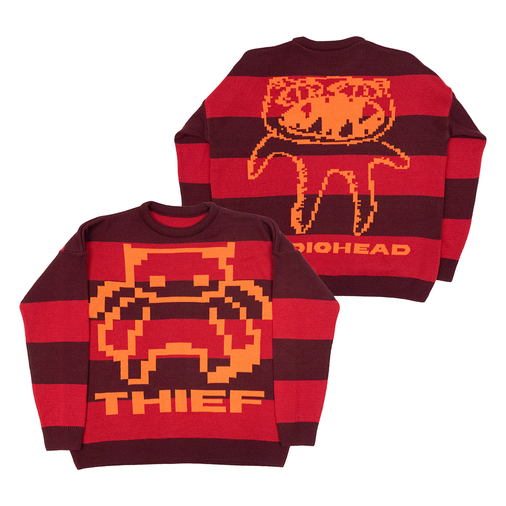 Pixel Bear Thief Red Striped Jumper