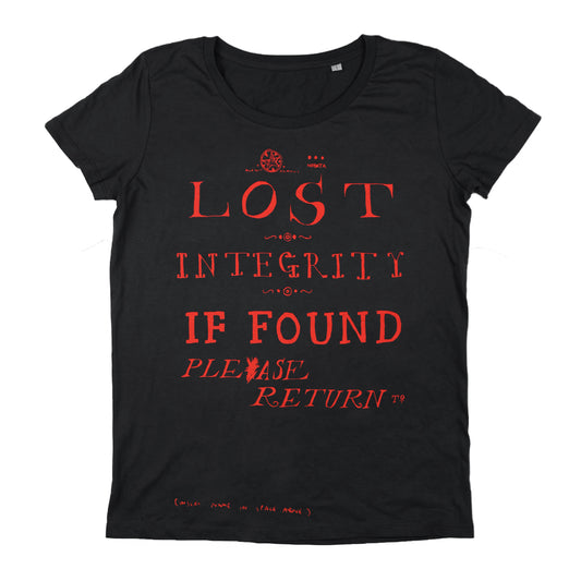 RED 'LOST INTEGRITY' WOMENS BLACK T-SHIRT