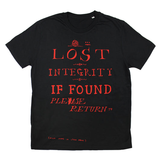 RED 'LOST INTEGRITY' BLACK T-SHIRT