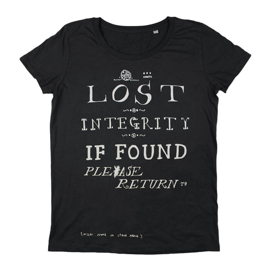 WHITE 'LOST INTEGRITY' WOMENS BLACK T-SHIRT